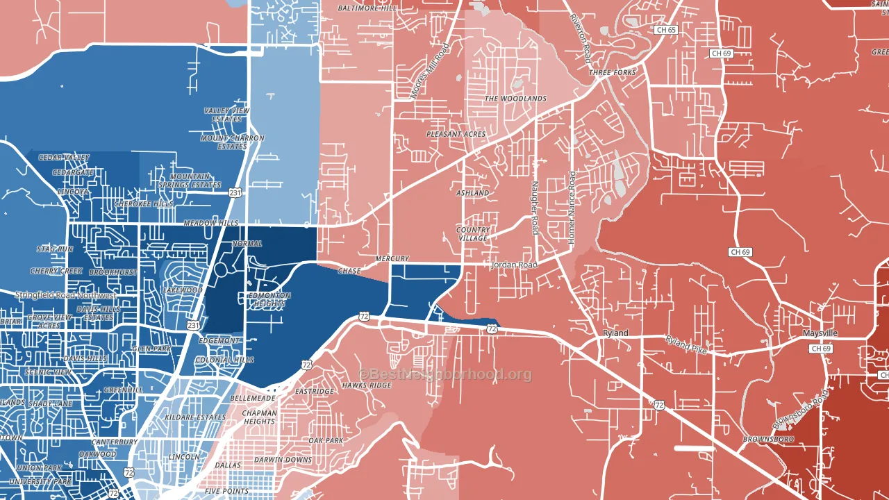 35811, AL block-group political-lean map