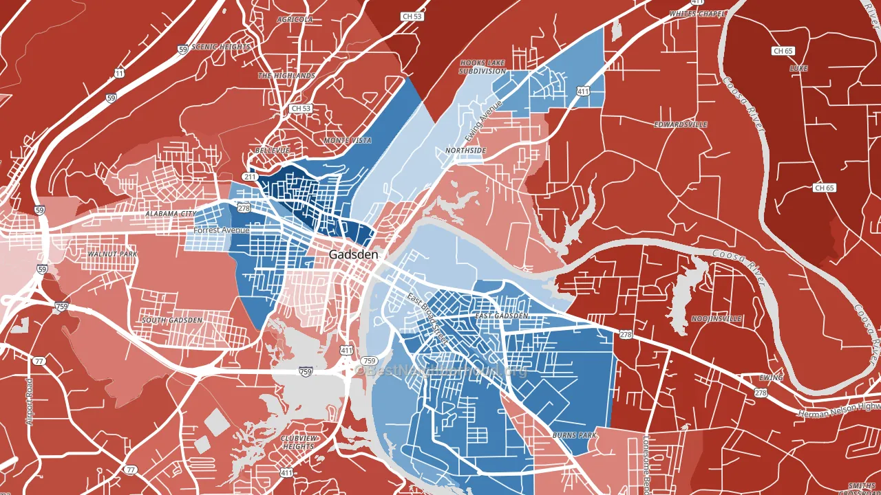 35901, AL block-group political-lean map