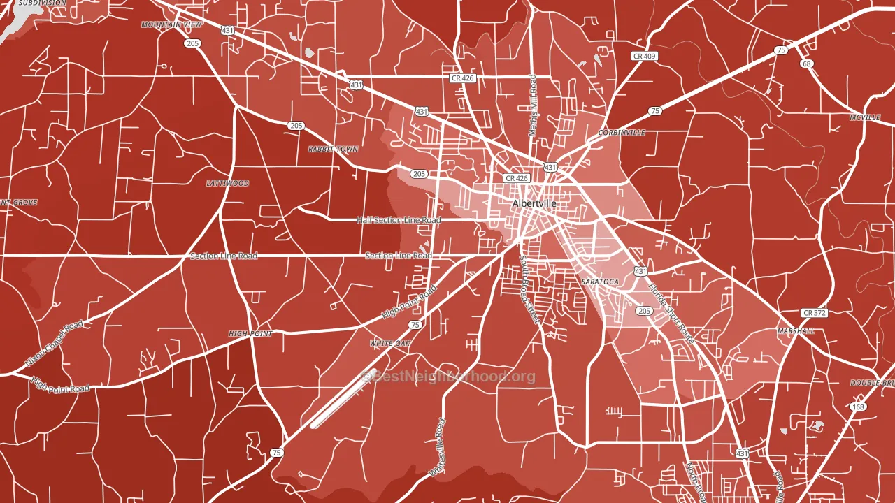 35950, AL block-group political-lean map