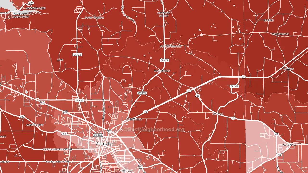 35951, AL block-group political-lean map