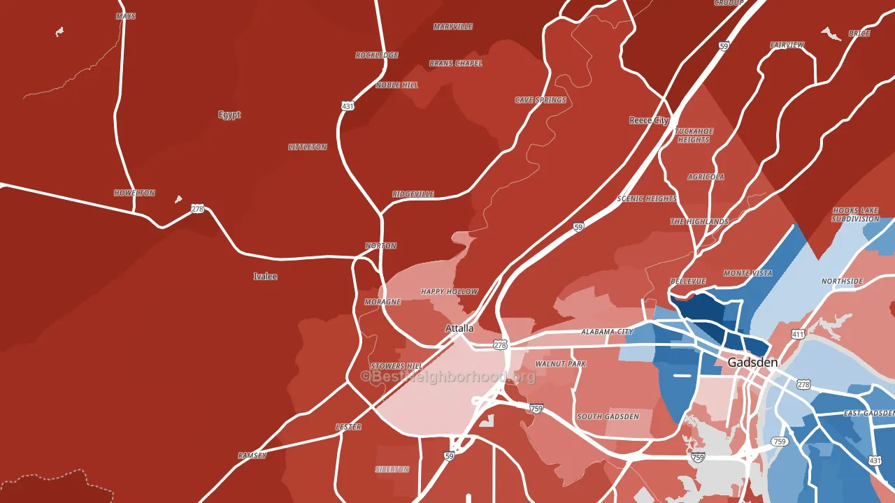 35954, AL block-group political-lean map