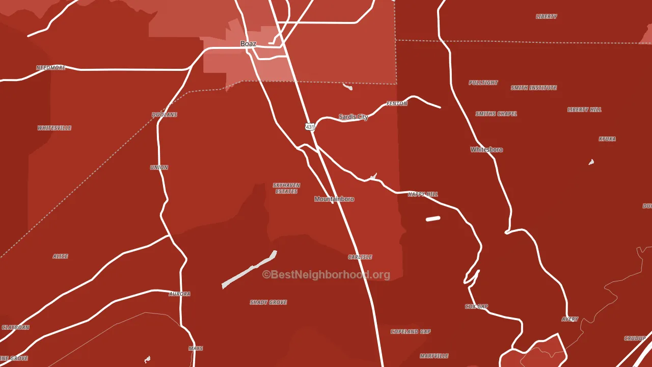 35956, AL block-group political-lean map