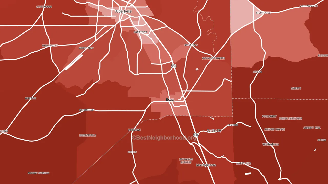 35957, AL block-group political-lean map