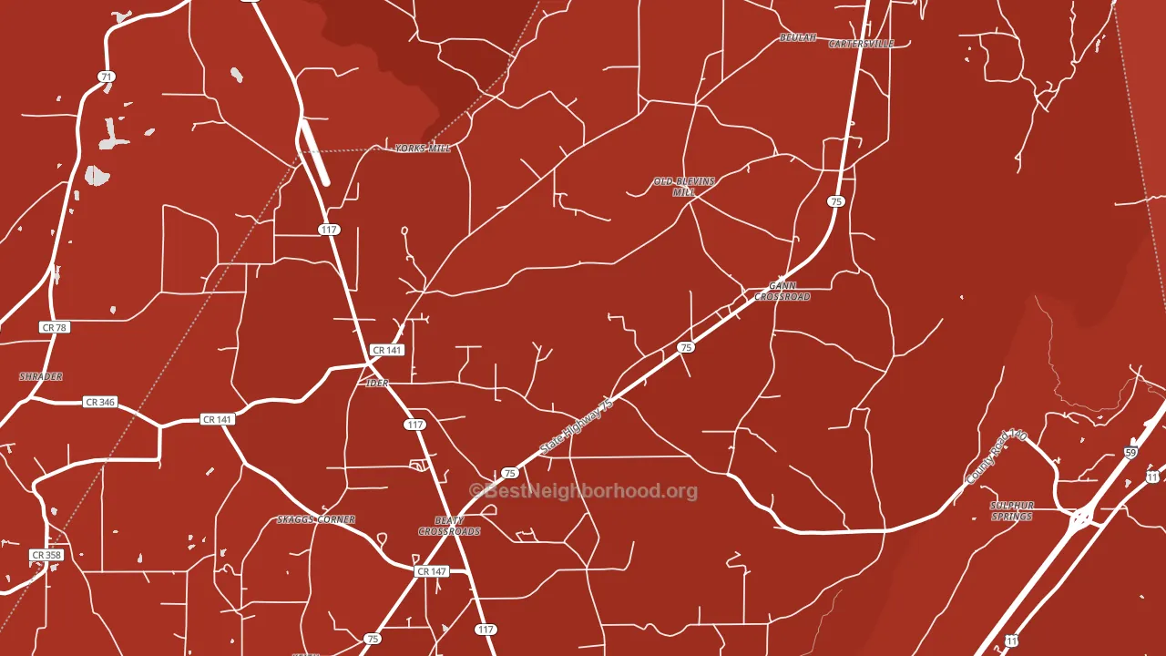 35981, AL block-group political-lean map