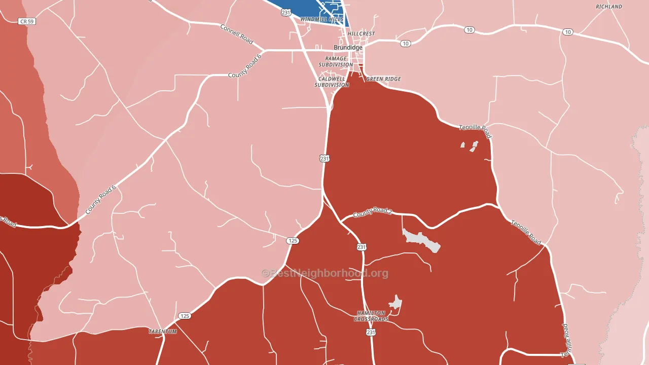 36010, AL block-group political-lean map
