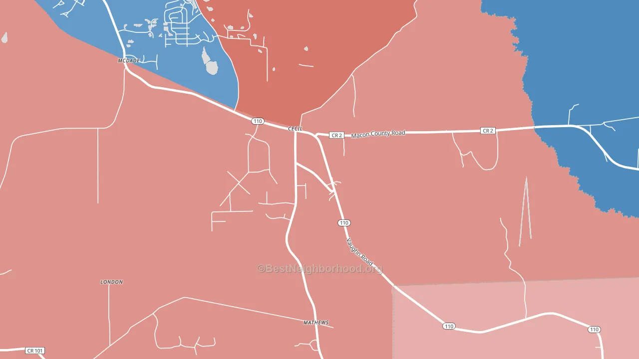 36013, AL block-group political-lean map