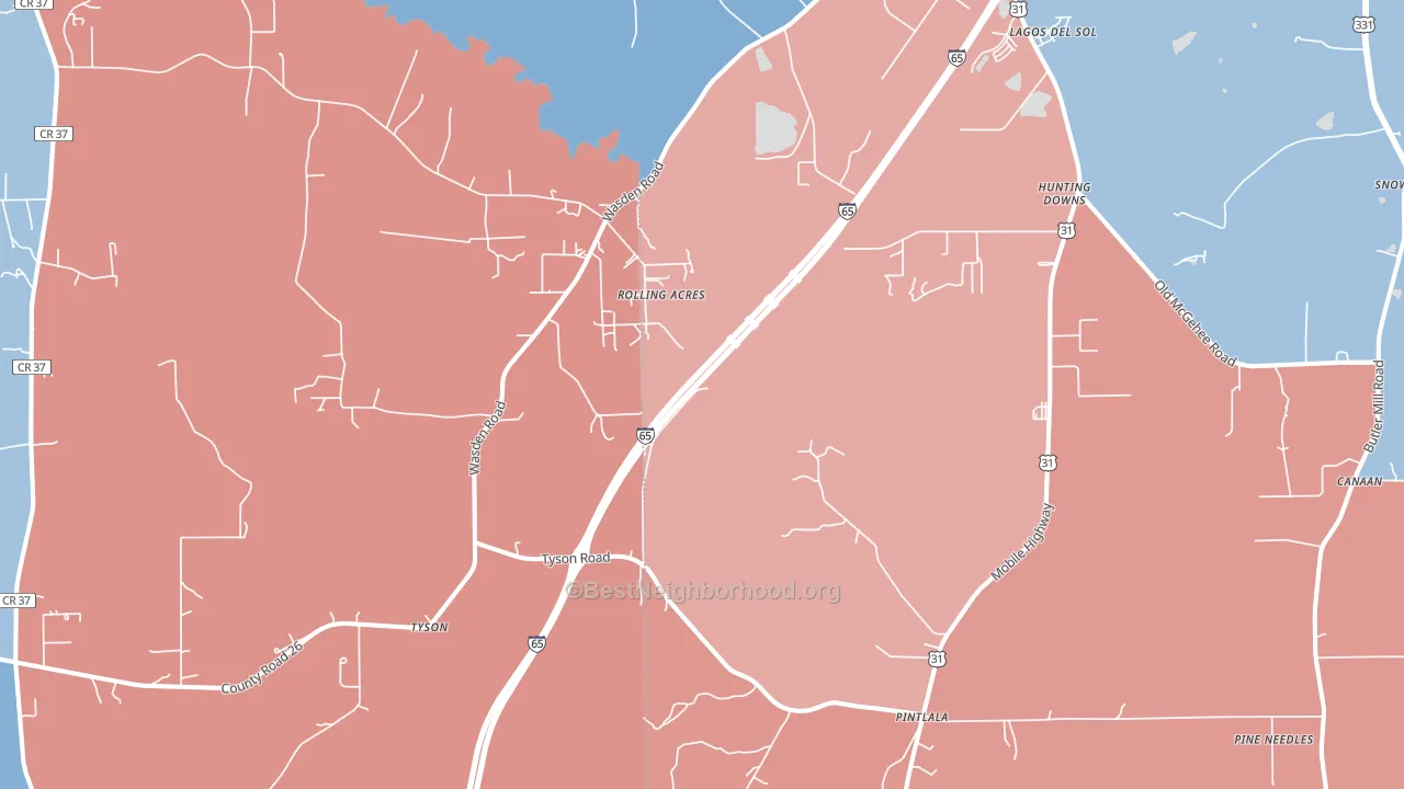 36043, AL block-group political-lean map