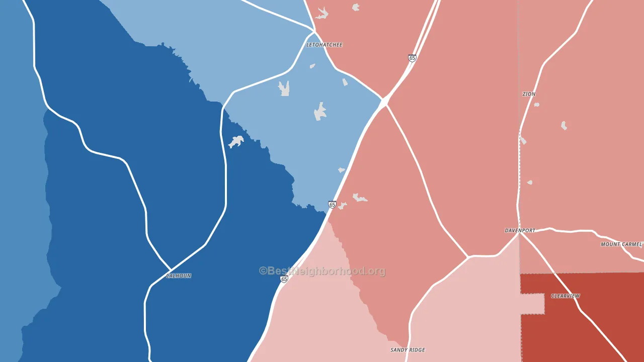 36047, AL block-group political-lean map
