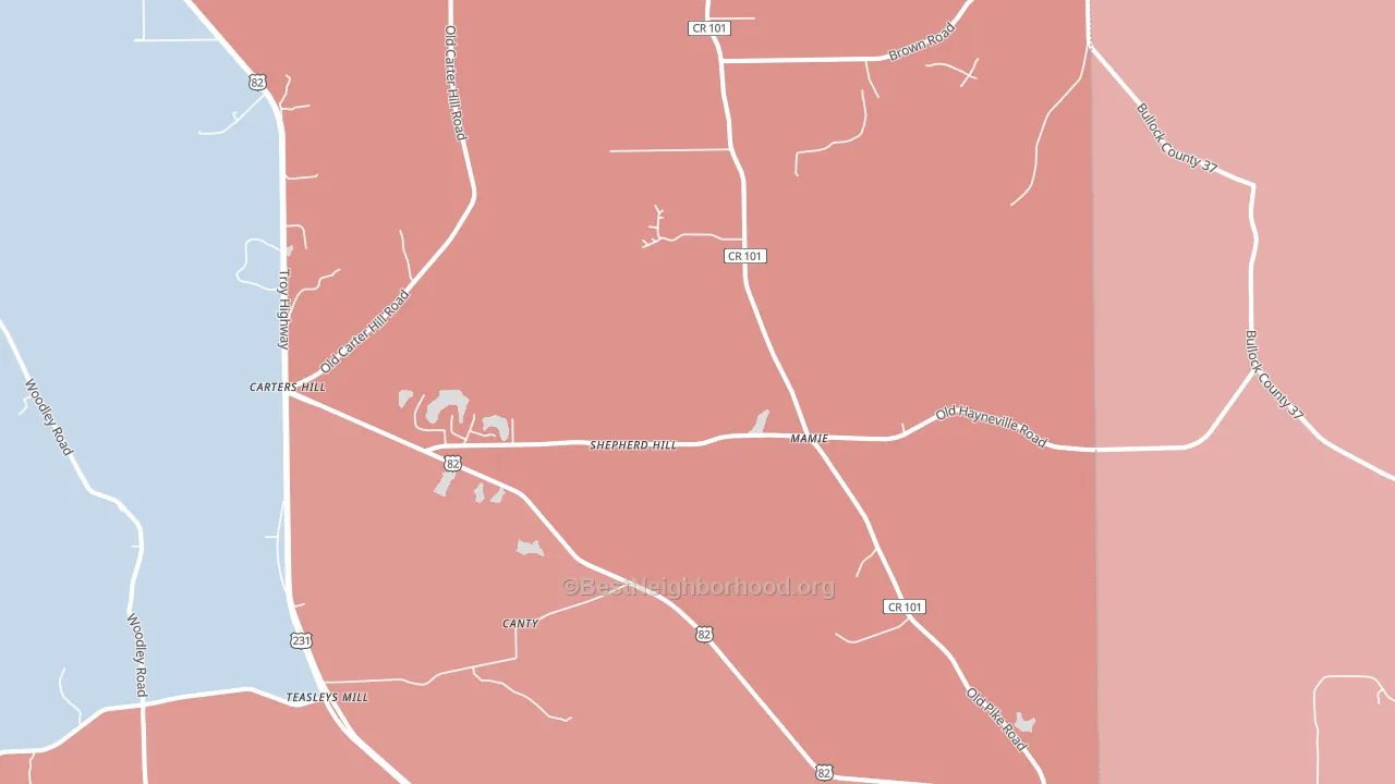36052, AL block-group political-lean map
