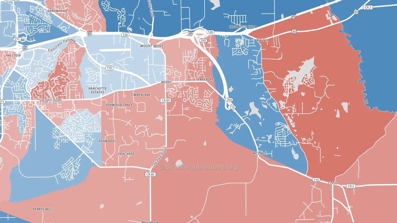36064, AL block-group political-lean map