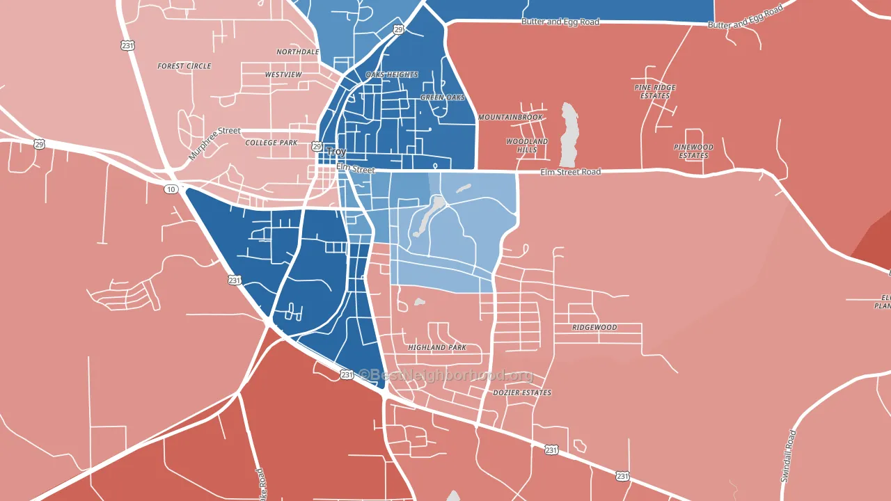 36082, AL block-group political-lean map