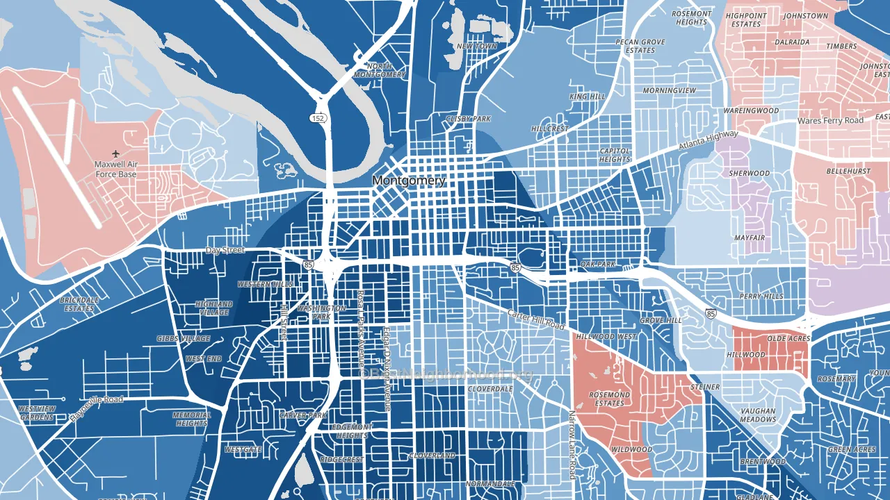 36104, AL block-group political-lean map