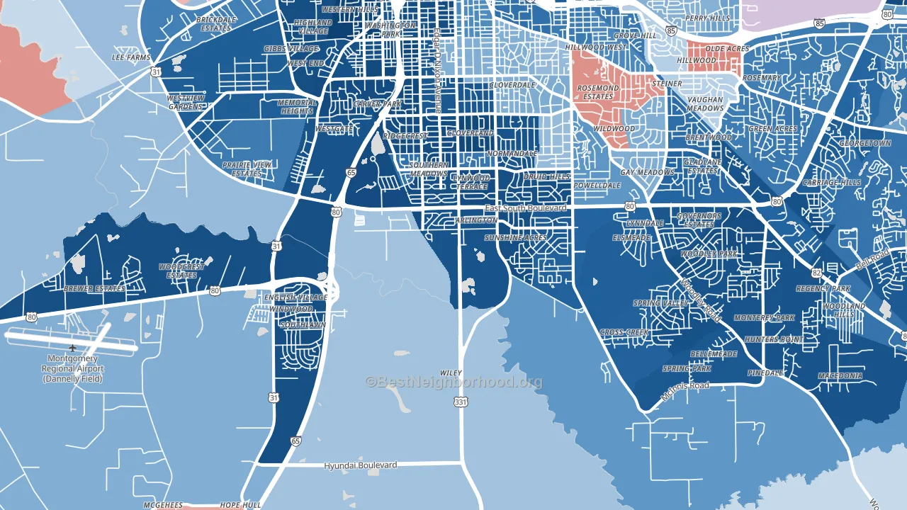 36105, AL block-group political-lean map