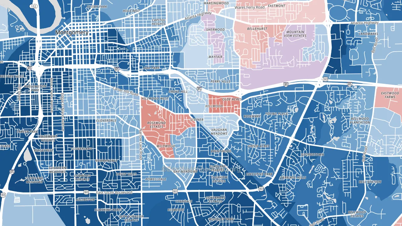 36106, AL block-group political-lean map