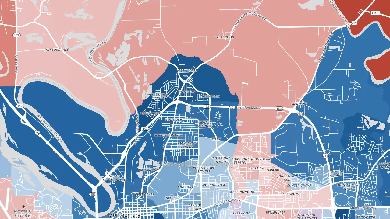 36110, AL block-group political-lean map