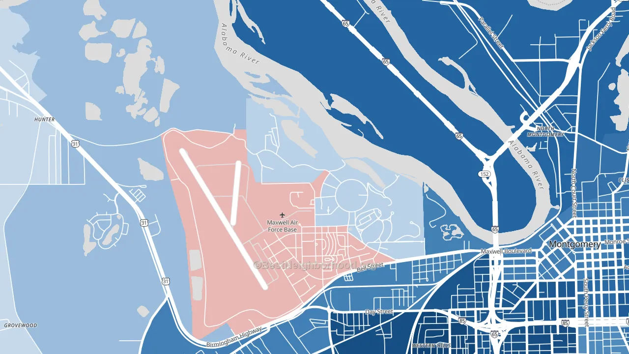 36113, AL block-group political-lean map