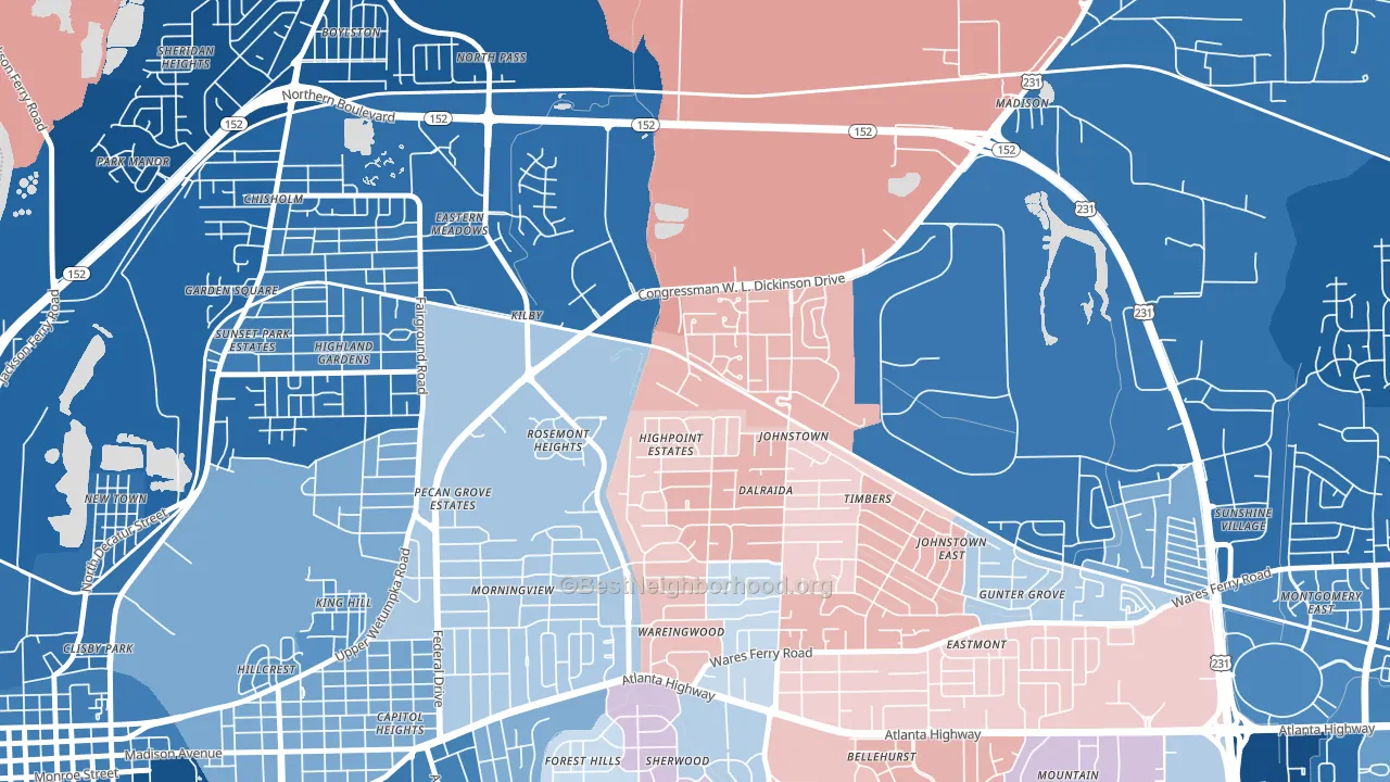 36114, AL block-group political-lean map