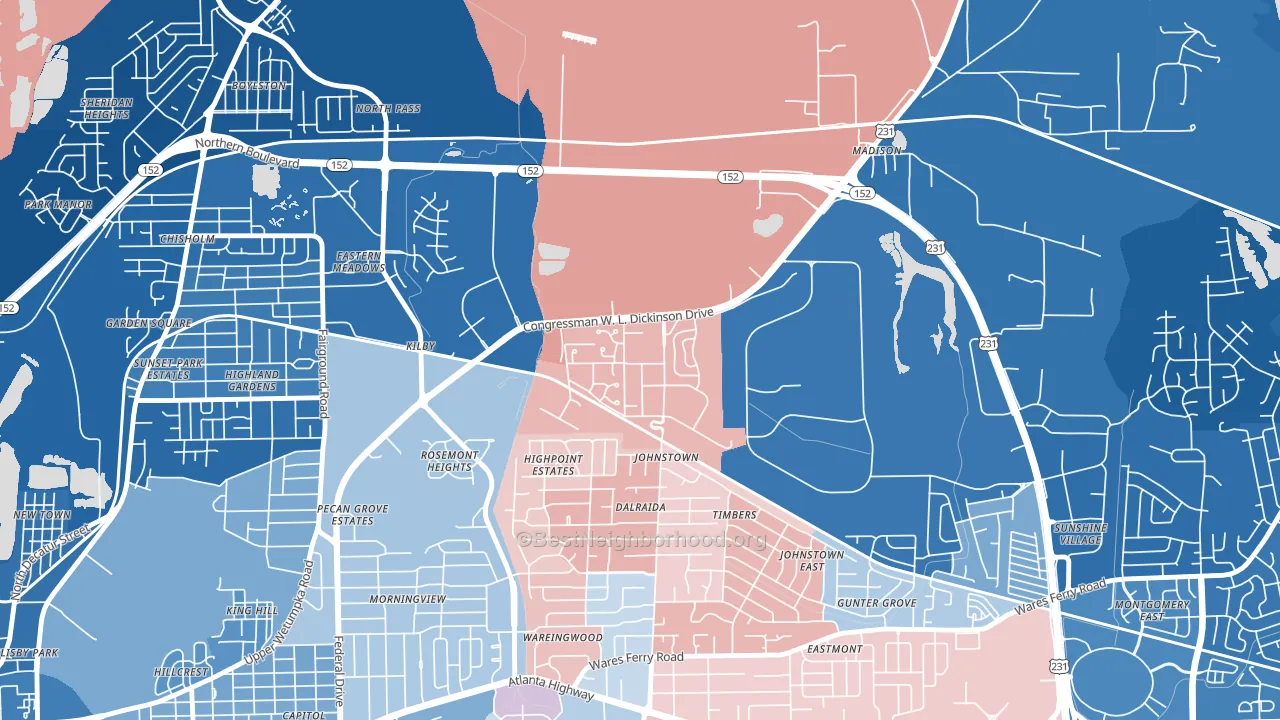 36115, AL block-group political-lean map