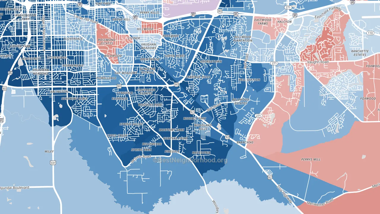 36116, AL block-group political-lean map