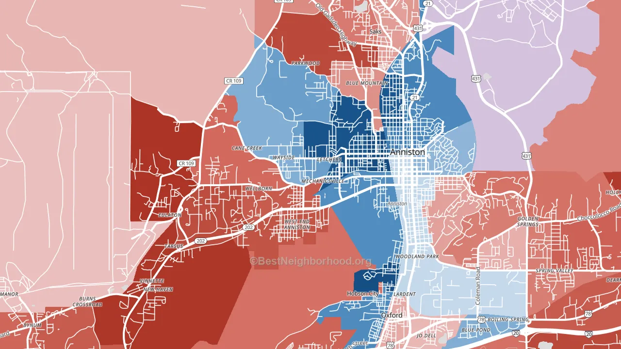 36201, AL block-group political-lean map
