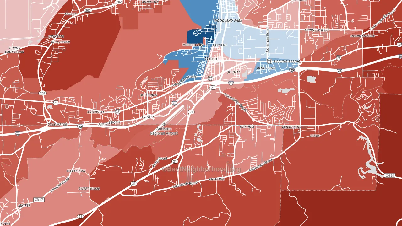 36203, AL block-group political-lean map
