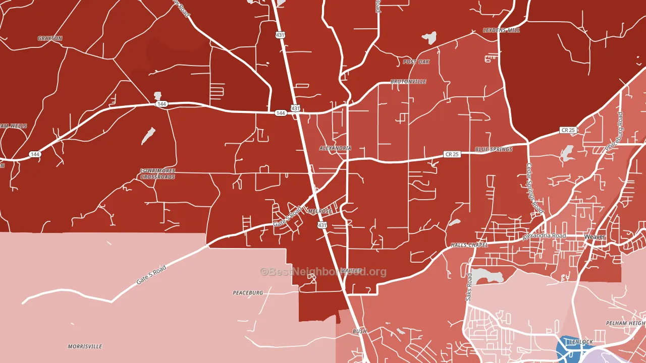 36250, AL block-group political-lean map