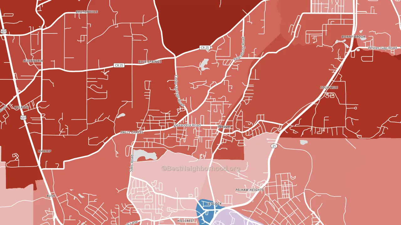36277, AL block-group political-lean map