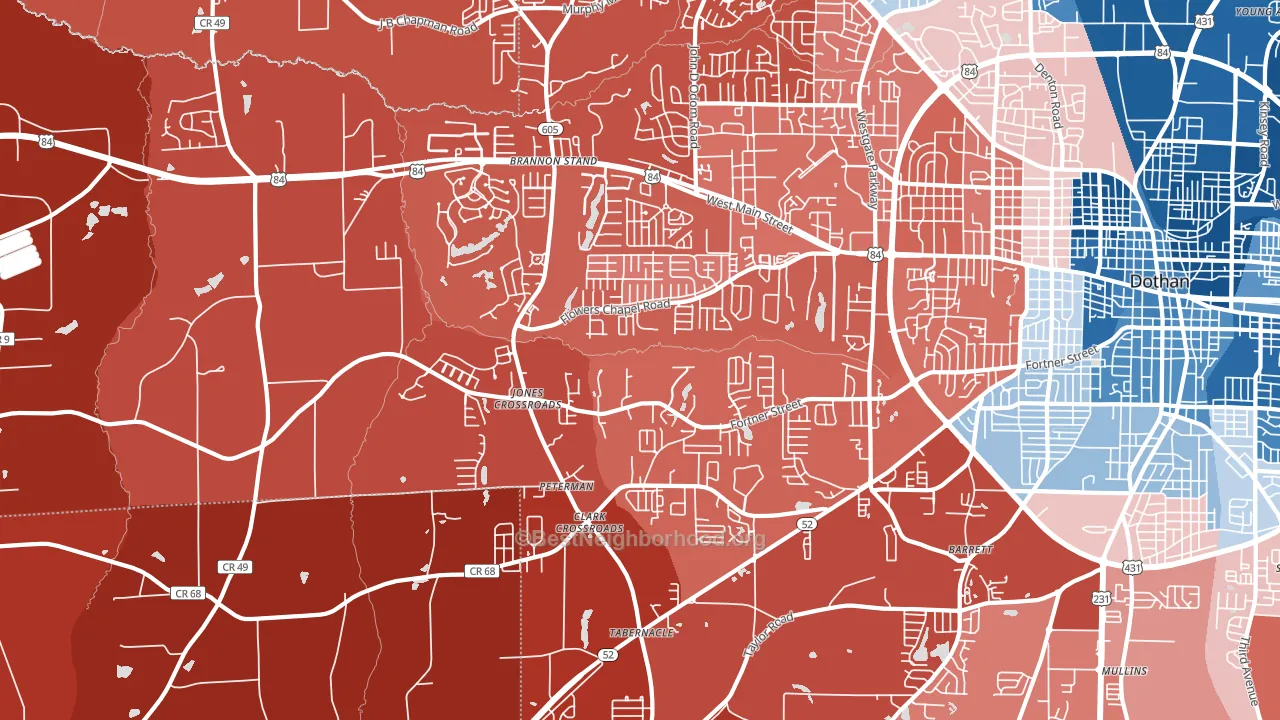 36305, AL block-group political-lean map