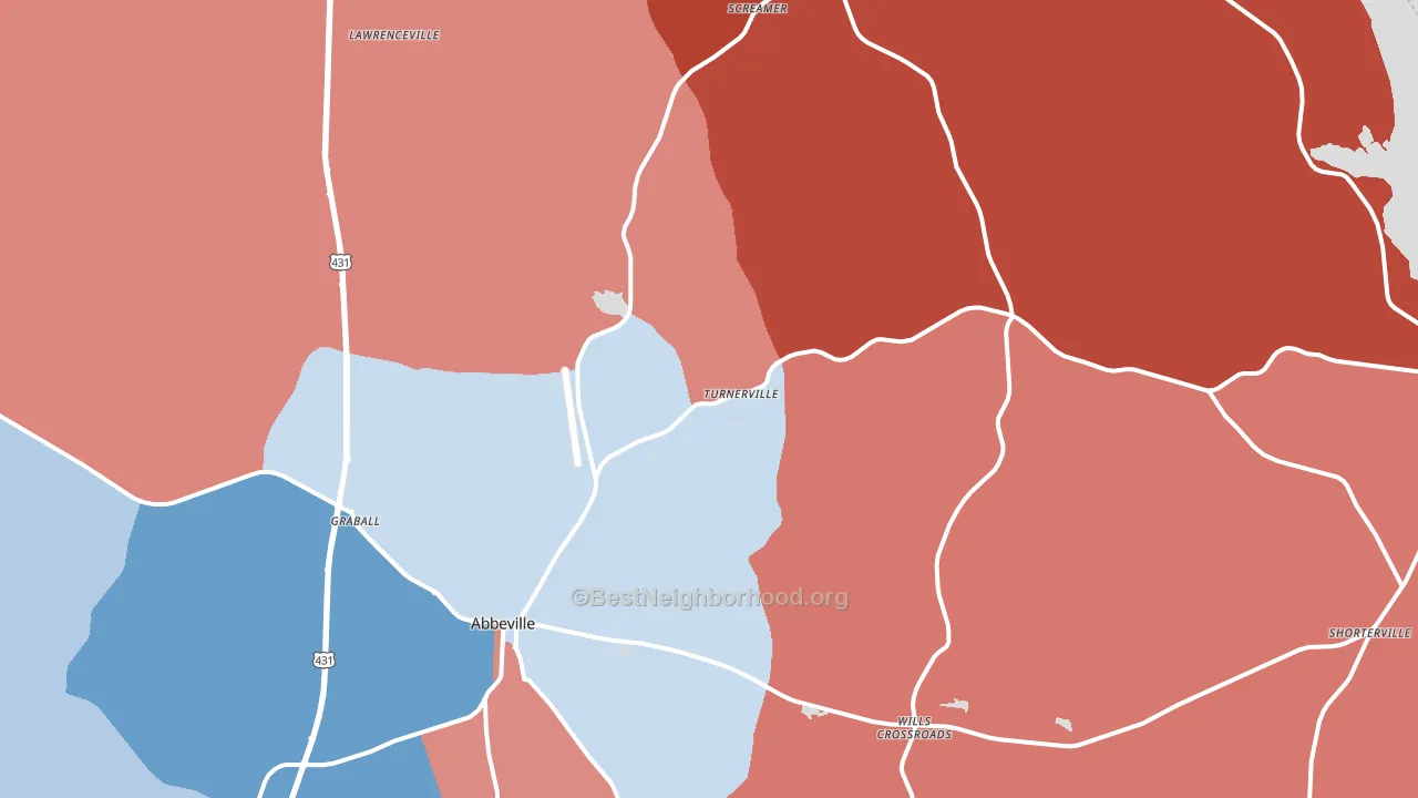 36310, AL block-group political-lean map