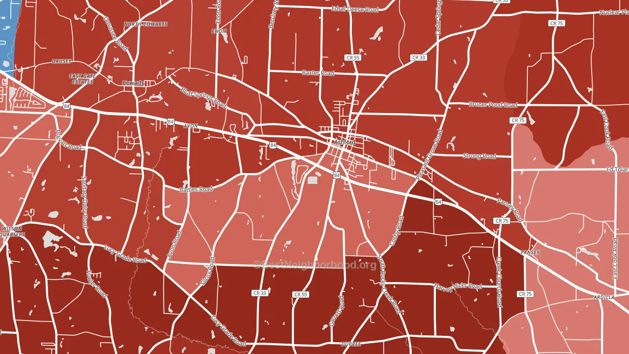 36312, AL block-group political-lean map