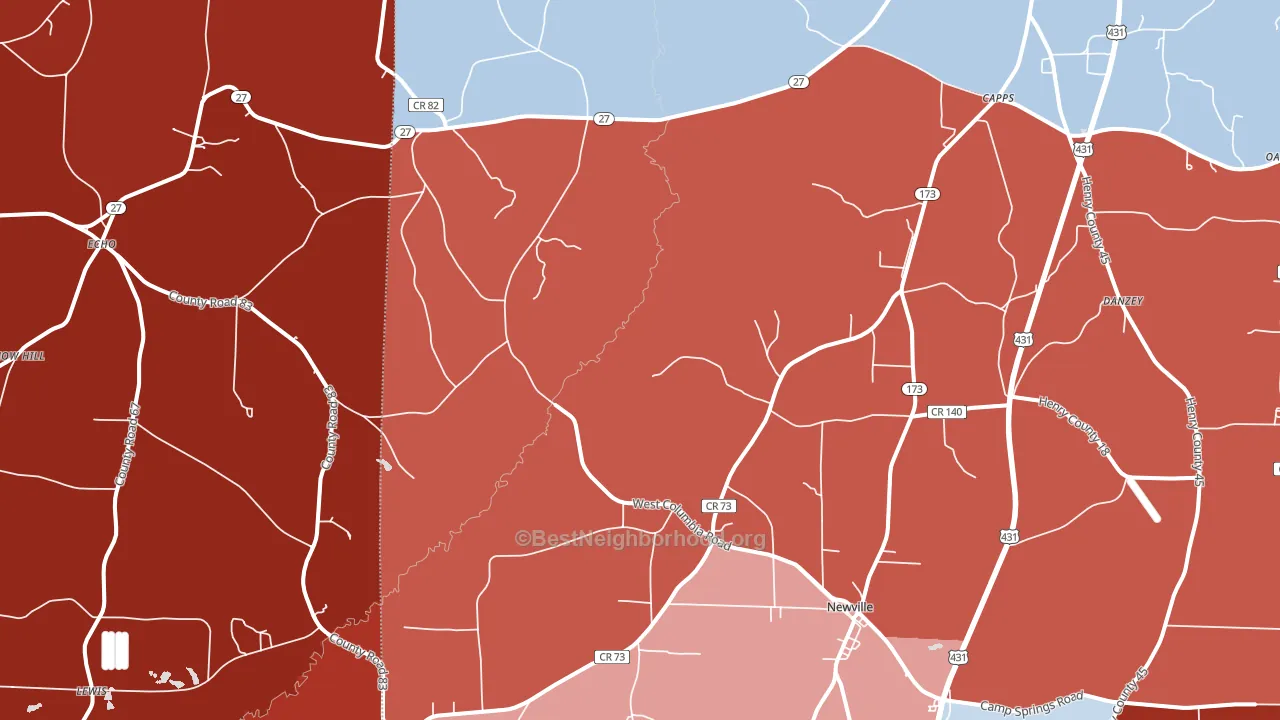 36353, AL block-group political-lean map