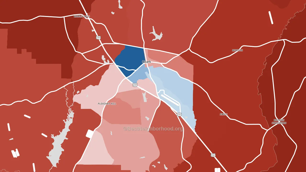 36360, AL block-group political-lean map