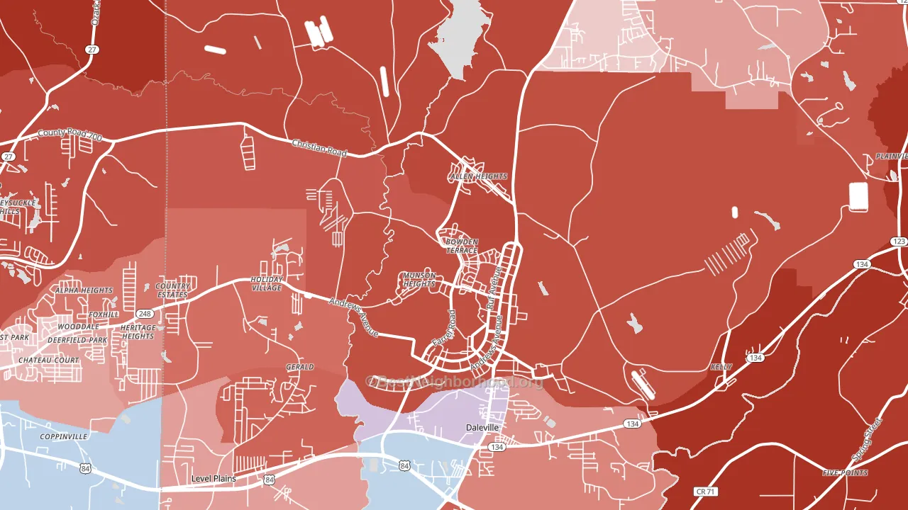 36362, AL block-group political-lean map