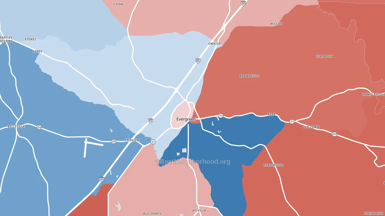 36401, AL block-group political-lean map