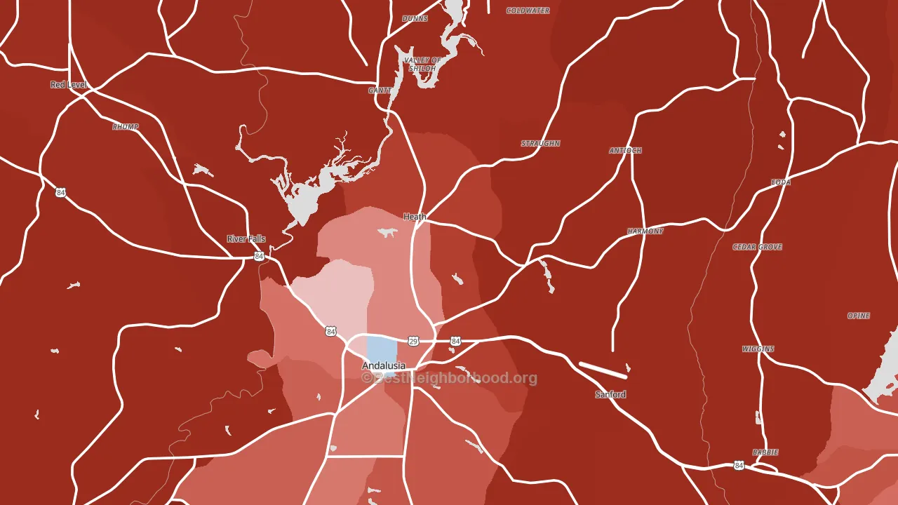 36421, AL block-group political-lean map