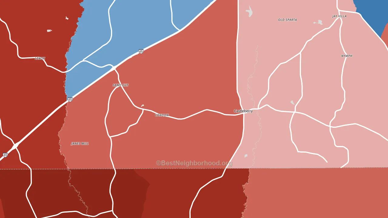 36432, AL block-group political-lean map