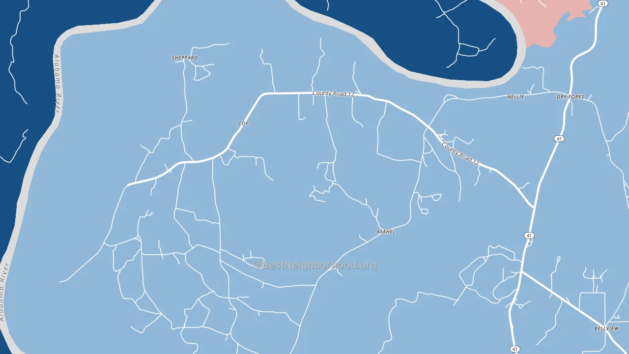 36435, AL block-group political-lean map