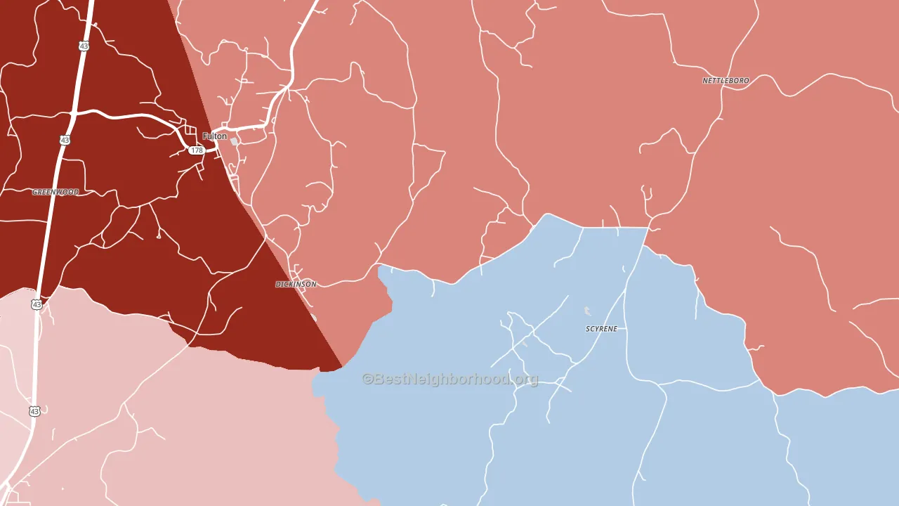 36436, AL block-group political-lean map