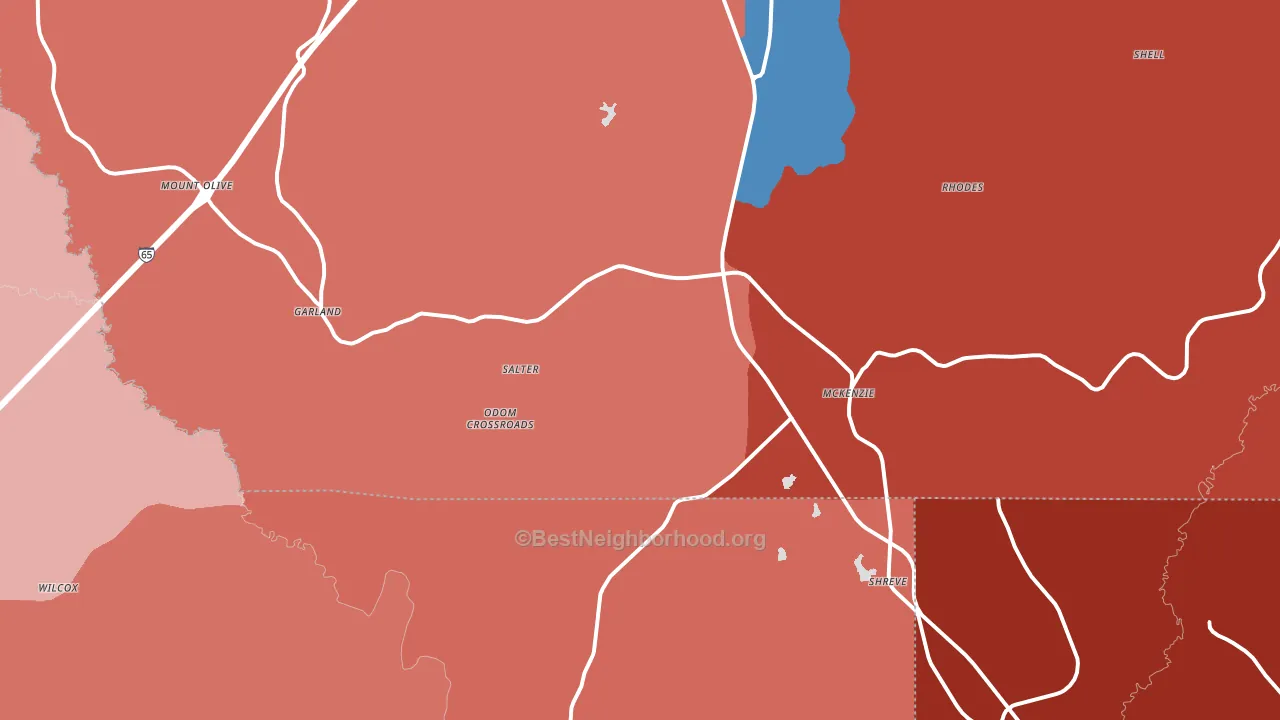 36456, AL block-group political-lean map