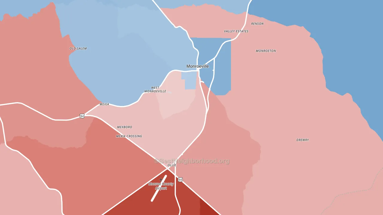 36460, AL block-group political-lean map