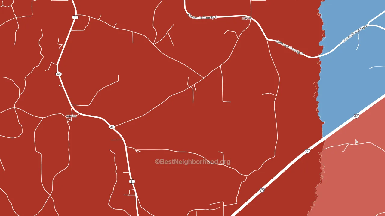 36473, AL block-group political-lean map