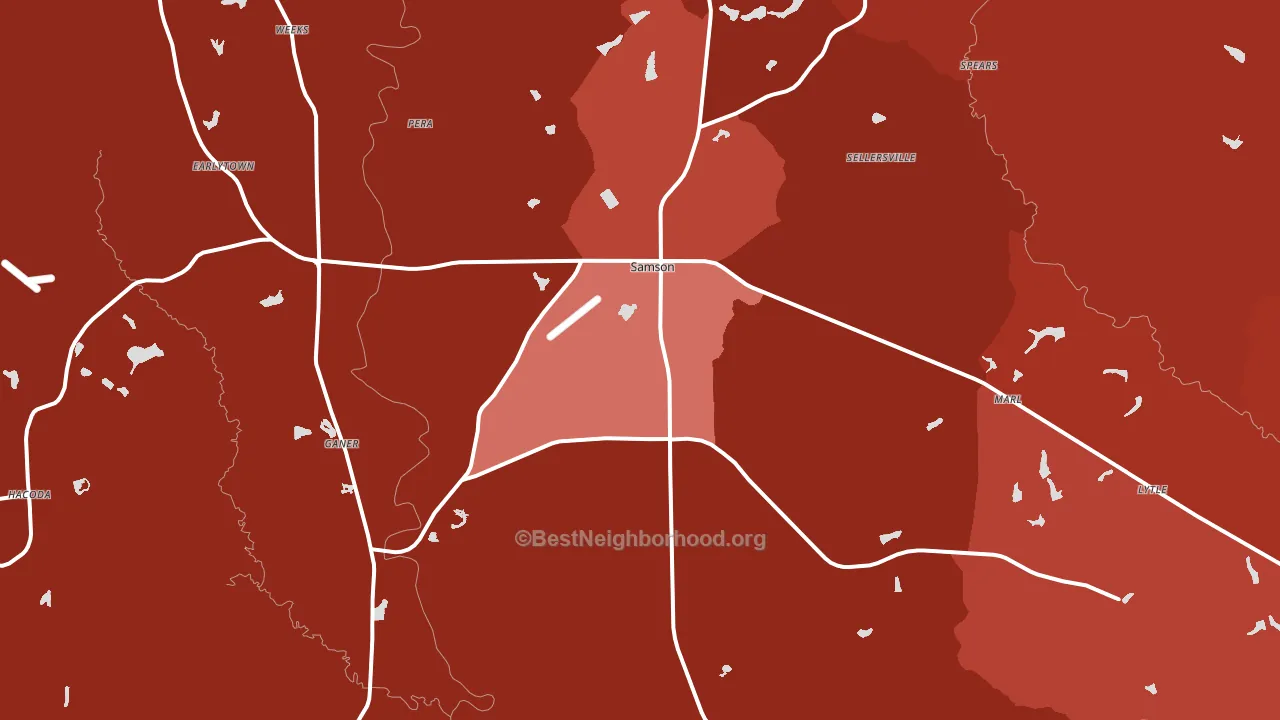 36477, AL block-group political-lean map
