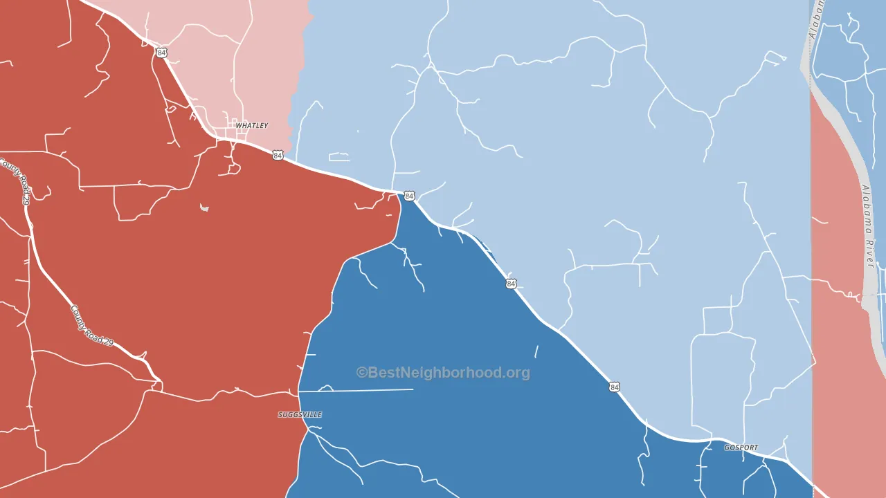 36482, AL block-group political-lean map