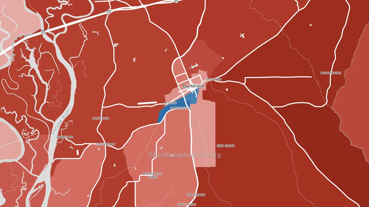 36507, AL block-group political-lean map