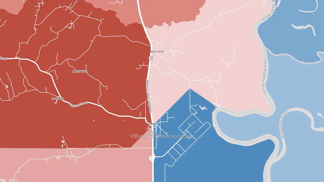 36513, AL block-group political-lean map