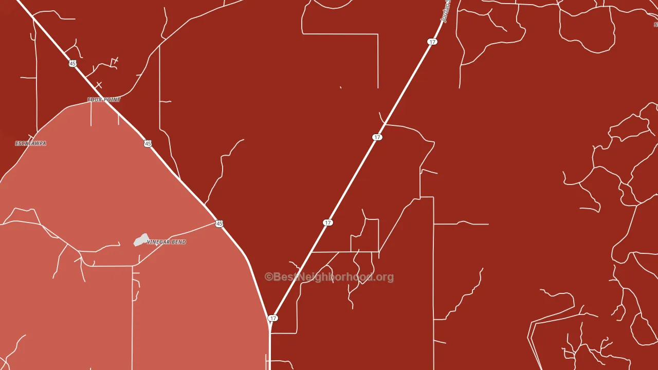 36529, AL block-group political-lean map