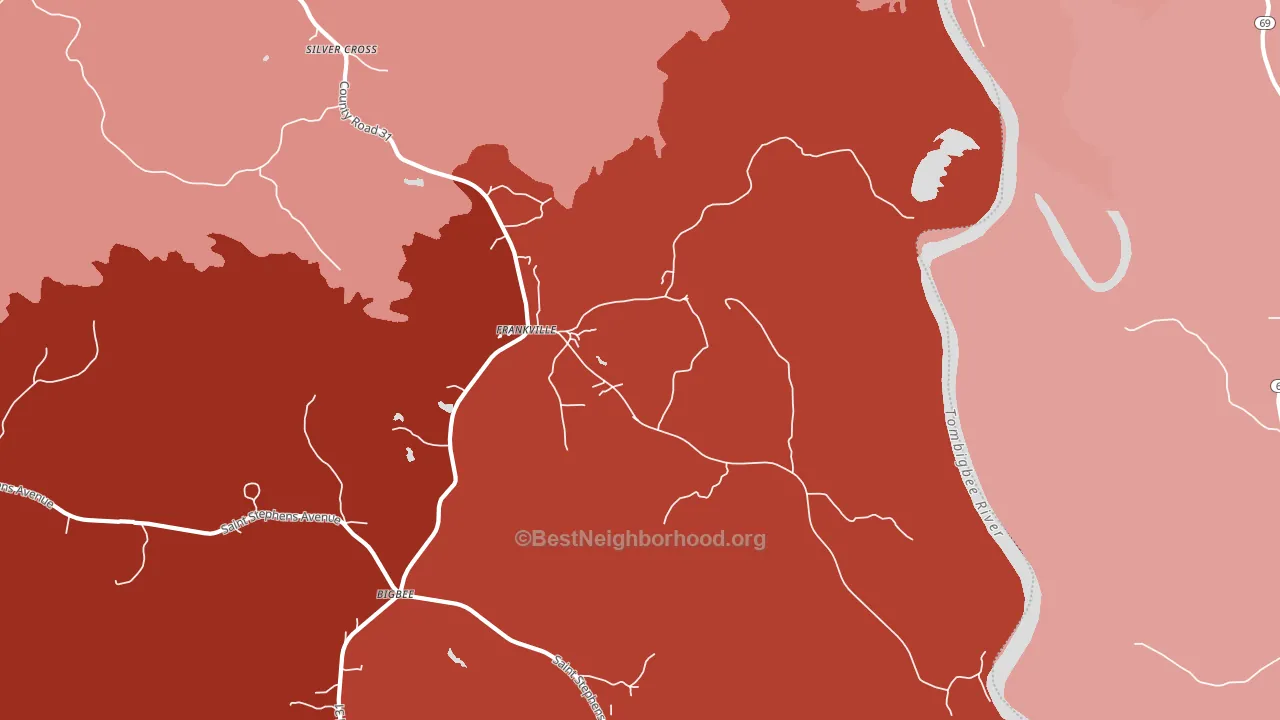 36538, AL block-group political-lean map