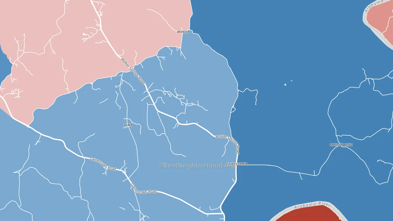 36540, AL block-group political-lean map