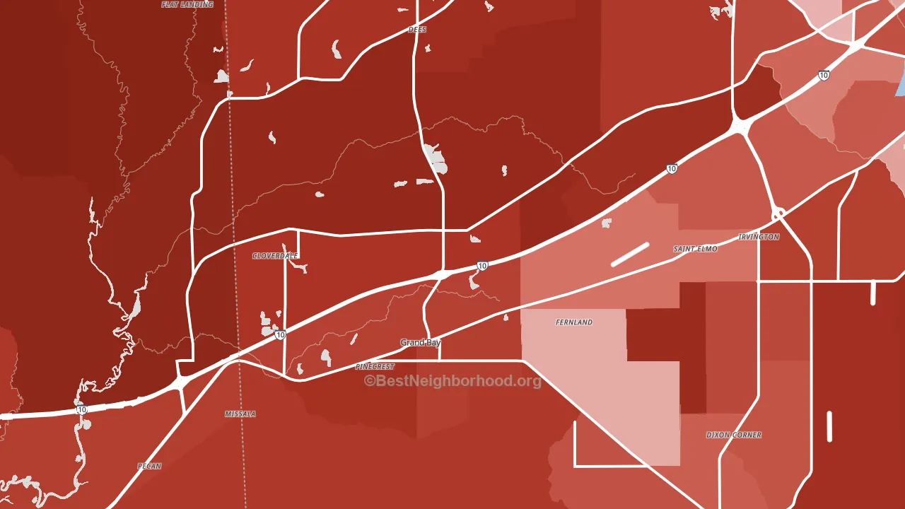 36541, AL block-group political-lean map