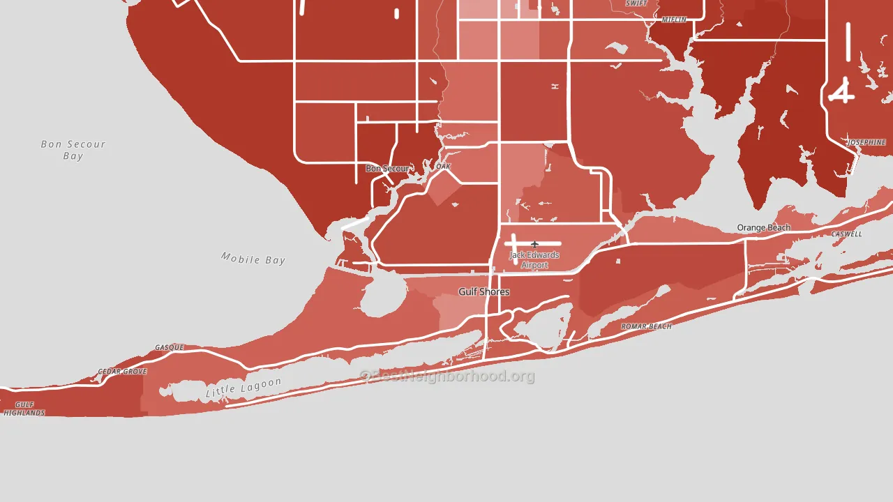 36542, AL block-group political-lean map